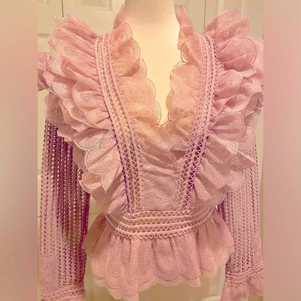 NWOT Pink Ruffle Long Sleeve Blouse
